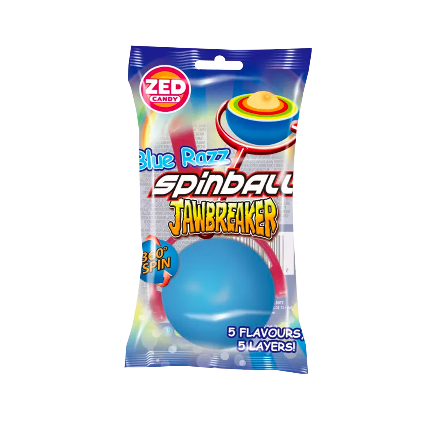 Zed Candy Blue Razz Spinball Jawbreaker 55.5g - I Luv Lollies